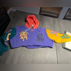 Adidas Hoodie Womens Kris Andrew Large Pride Colorblock Love Unites Crop